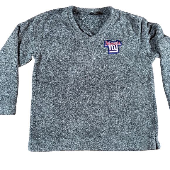 NFL Team Apparel NY Giants Women’s XL Fuzzy Pullover Gray V-Neck Lounge Top - Picture 1 of 8